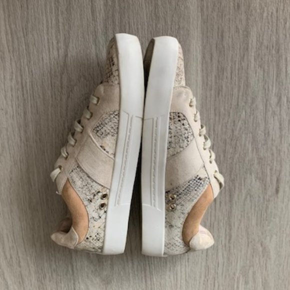 Joie Leather Suede Snakeskin Effect Low-Top Sneakers Sz 8,5 - Picture 9 of 13